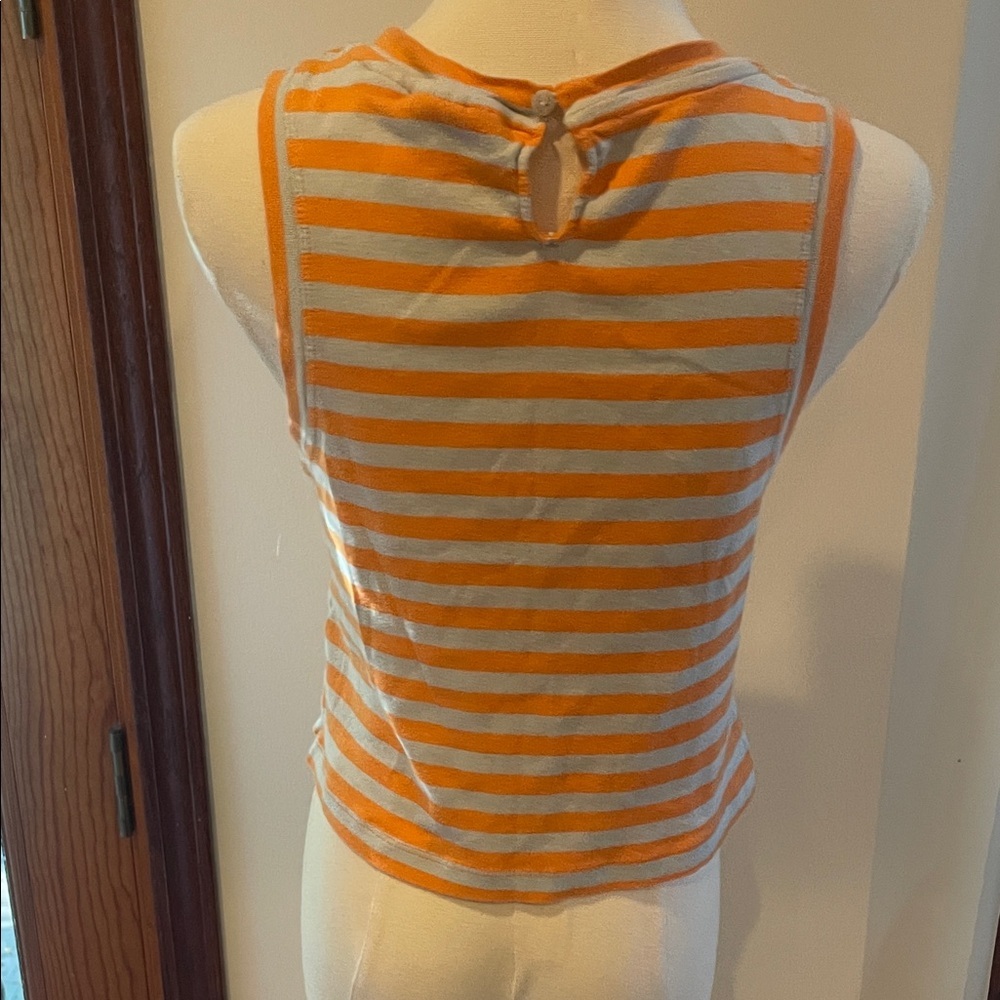 Maeve by Anthropologie Orange and White Striped Cropped Tank Top Small - Picture 5 of 7